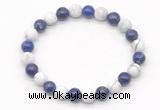 CGB8033 8mm lapis lazuli & matte white howlite beaded stretchy bracelets