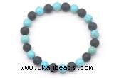 CGB8054 8mm blue howlite & matte black agate beaded stretchy bracelets