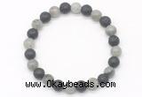 CGB8072 8mm labradorite & black lava beaded stretchy bracelets