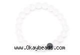 CGB8089 8mm matte white crystal & matte black agate beaded stretchy bracelets