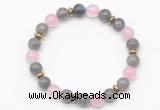 CGB8101 8mm labradorite, rose quartz & hematite power beads bracelet