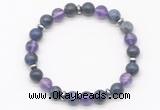 CGB8106 8mm sodalite, amethyst & hematite power beads bracelet