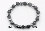 CGB8116 8mm black labradorite & hematite power beads bracelet