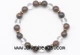 CGB8118 8mm bronzite, white crystal & hematite power beads bracelet