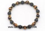 CGB8135 8mm yellow tiger eye, black lava & hematite power beads bracelet