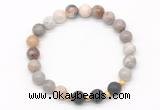 CGB8173 8mm bamboo leaf agate & black lava beaded stretchy bracelets