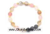 CGB8183 8mm matte volcano cherry quartz & black lava beaded stretchy bracelets