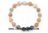 CGB8187 8mm matte yellow crazy lace agate & black lava beaded stretchy bracelets