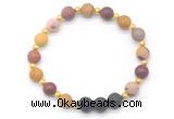 CGB8191 8mm matte mookaite & black lava beaded stretchy bracelets