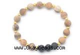 CGB8193 8mm matte picture jasper & black lava beaded stretchy bracelets