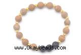 CGB8194 8mm matte wooden jasper & black lava beaded stretchy bracelets