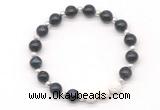 CGB8200 8mm blue tiger eye & white lava beaded stretchy bracelets