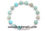 CGB8202 8mm blue sea sediment jasper & white lava beaded stretchy bracelets