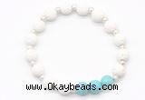 CGB8204 8mm white lava & blue howlite beaded stretchy bracelets