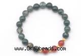 CGB8219 8mm moss agate & red agate beaded stretchy bracelets