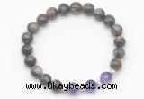 CGB8222 8mm grey opal & amethyst beaded stretchy bracelets