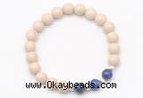 CGB8233 8mm white fossil jasper & lapis lazuli beaded stretchy bracelets