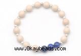 CGB8234 8mm white fossil jasper & lapis lazuli beaded stretchy bracelets