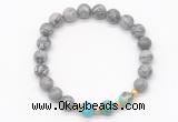 CGB8235 8mm grey picture jasper & sea sediment jasper beaded stretchy bracelets