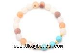 CGB8244 8mm matte druzy agate & blue howlite beaded stretchy bracelets