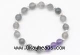 CGB8252 8mm cloudy quartz & amethyst beaded stretchy bracelets