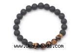 CGB8286 8mm black lava & grade AA yellow tiger eye beaded mala stretchy bracelets