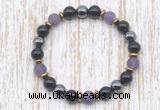 CGB8322 8mm matte amethyst, black onyx & hematite energy bracelet