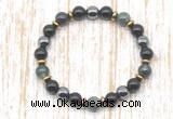 CGB8355 8mm moss agate, black onyx & hematite energy bracelet