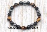 CGB8361 8mm yellow tiger eye, black onyx & hematite energy bracelet