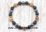 CGB8372 8mm picture jasper, black onyx & hematite energy bracelet