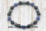 CGB8387 8mm lapis lazuli, black onyx & hematite energy bracelet