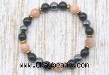 CGB8394 8mm sunstone, black onyx & hematite energy bracelet