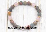 CGB8427 8mm matte picasso jasper, rose quartz & hematite power beads bracelet