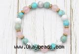 CGB8439 8mm sea sediment jasper, white howlite, rose quartz & hematite power beads bracelet