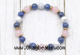 CGB8441 8mm lapis lazuli, white howlite, rose quartz & hematite power beads bracelet