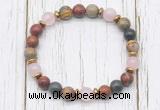 CGB8464 8mm picasso jasper, rose quartz & hematite power beads bracelet