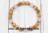 CGB8468 8mm golden tiger eye, rose quartz & hematite power beads bracelet