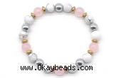 CGB8487 8mm rose quartz, white howlite & hematite energy bracelet