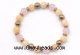 CGB8488 8mm rose quartz, honey jade & hematite energy bracelet