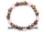 CGB8505 8mm rose quartz, yellow tiger eye & hematite energy bracelet