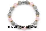 CGB8519 8mm rose quartz, labradorite & hematite energy bracelet