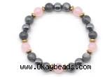 CGB8521 8mm rose quartz, black labradorite & hematite energy bracelet