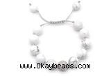 CGB8550 12mm round white howlite adjustable macrame bracelets