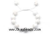 CGB8551 12mm round white howlite adjustable macrame bracelets