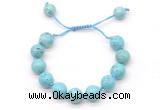 CGB8552 12mm round blue howlite adjustable macrame bracelets