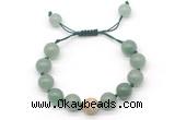 CGB8554 12mm round green aventurine adjustable macrame bracelets