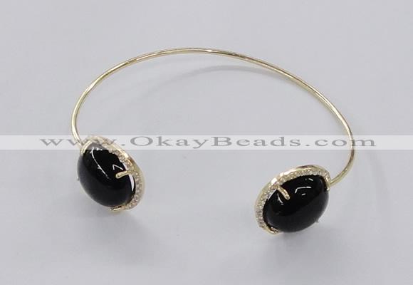 CGB856 15mm flat round agate gemstone bangles wholesale