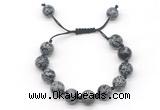 CGB8564 12mm round snowflake obsidian adjustable macrame bracelets