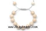 CGB8570 12mm round white fossil jasper adjustable macrame bracelets