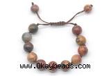 CGB8574 12mm round picasso jasper adjustable macrame bracelets